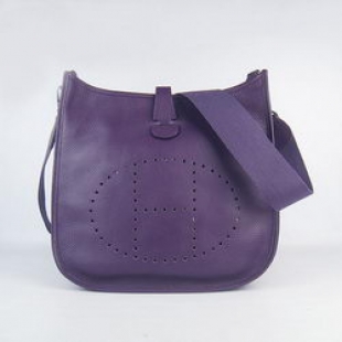 Hermes Cowhide Evelyne Messenger Bag 6309 Purple