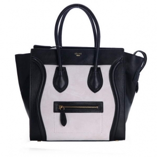 Celine Luggage Medium 1163984LBN in Original Leather Offwhite Black