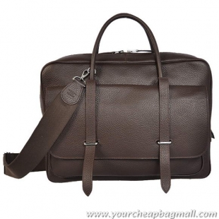 Hermes Steve 38CM Travel Bag Clemence Leather Brown