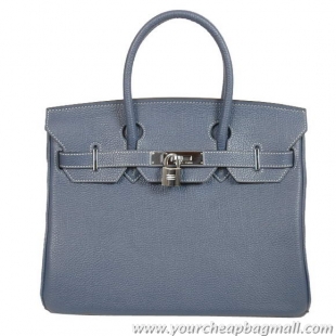 Hermes Birkin 30CM Tote Bags Smooth Togo Leather Dark Blue