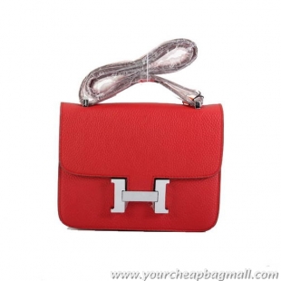 Hermes Constance Bag Red Togo Leather 1622S Silver hardware