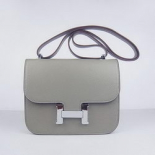 Hermes Constance Bag Khaki Oxhide Leather Silver