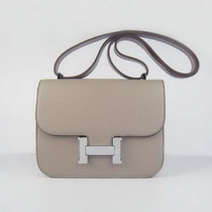 Hermes Constance Bag Grey Oxhide Leather Silver