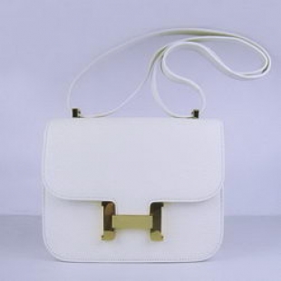 Hermes Constance Bag White Oxhide Leather Gold