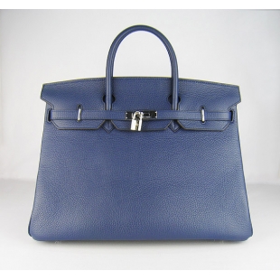 Hermes Birkin 40CM Togo Bag Dark Blue 6099 Silver