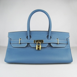 Hermes Birkin 6109 Togo Leather Bag Blue 42cm Gold