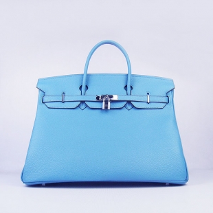 Hermes Birkin 40CM Togo Bag Light Blue 6099 Silver