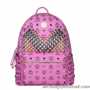 MCM Medium Stark Front Studs Backpack MC4238 Rosy