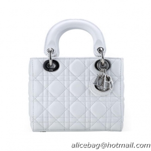 Lady Dior Bag Nano Bag White Original Leather D44552 Silver