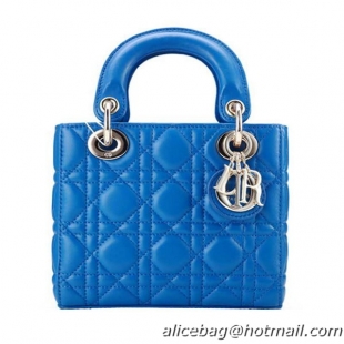 Lady Dior Bag Nano Bag Blue Original Leather D44552 Gold