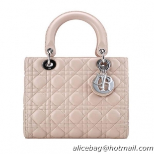 Lady Dior Bag mini Bags Light Pink Original Sheepskin Leather D44551 Silver