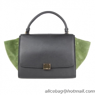 Celine Trapeze Bag Calfskin & Nubuck Leather 88037 Black&Green