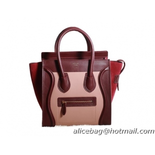 Celine Luggage Micro Boston Bag Original Suede Leather 3307 Wine