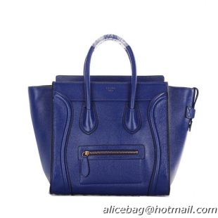 Celine Luggage Mini Boston Tote Bags Grainy Leather C104 Blue