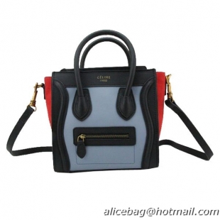 Celine Luggage Nano Bag Original Leather 88023 Light Blue&Black&Orange