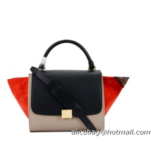 Celine mini Trapeze Bag Nubuck Leather C005 Black&Grey&Orange