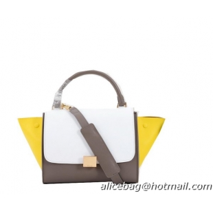 Celine mini Trapeze Bag Original Leather C005 Khaki&White&Yellow