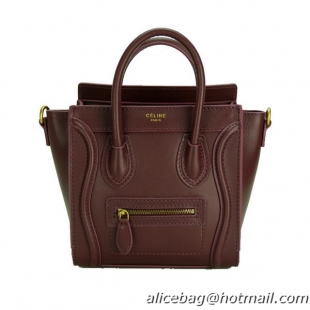 Celine Luggage Nano Bag Ferrari Leather CL88029 Burgundy