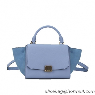 Celine Nano Trapeze Bag Grainy&Nubuck Leather C88038 SkyBlue