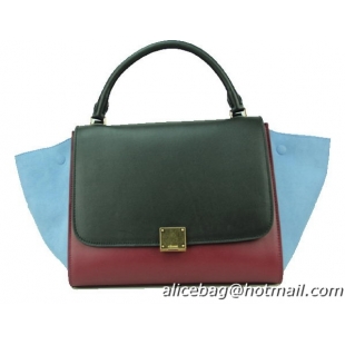 Celine Nubuck Leather Trapeze Bag CL88037 Black&Wine&SkyBlue