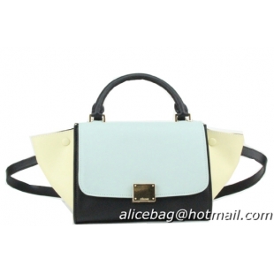 Celine Nano Trapeze Bag Original Leather C88038 SkyBlue&Black&Beige