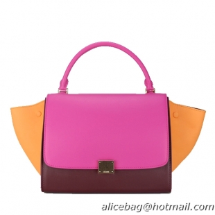 Celine Original Leather Trapeze Bag CL88037 Rose&Wine&Orange