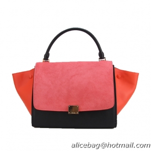 Celine Original Leather Trapeze Bag CL88037 Peach&Black&Cherry