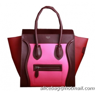 Celine Luggage Mini Boston Tote Bags Original Leather 3308 Rose&Burgundy&Wine