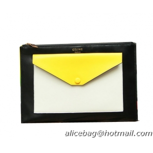 Celine Pocket Handbag in Seashell Smooth Calfskin 17538 Yellow&Black