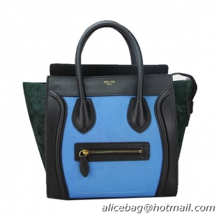 Celine Luggage Micro Bag Horsehair CL88023 SkyBlue&Black