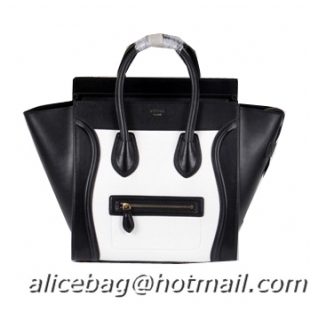 Celine Luggage Mini Boston Tote Bags Calfskin Leather CL3308 Black&White