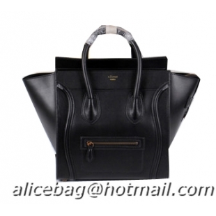 Celine Luggage Mini Boston Tote Bags Calfskin Leather CL3308 Black