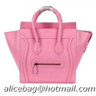 Celine Luggage Mini Boston Tote Bags Calfskin Leather CL3308 Pink