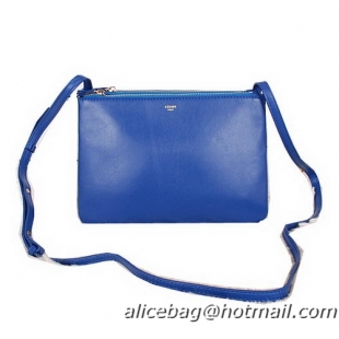 Celine Trio Calfskin Leather Shoulder Bag C27002 Blue