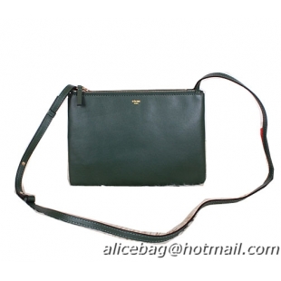 Celine Trio Calfskin Leather Shoulder Bag C27002 Green