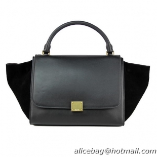 Celine Trapeze Bag Calfskin & Nubuck Leather 88037 Black