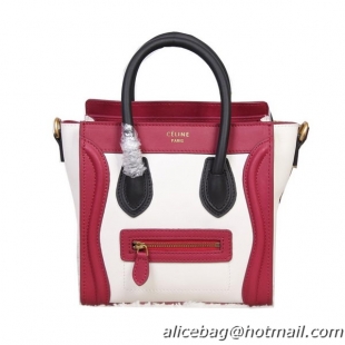 Celine Luggage Nano Bag Original Leather 88023 White&Maroon