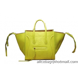 Celine Luggage Phantom Original Snake Leather Bags C3341 Fluorescence Yellow