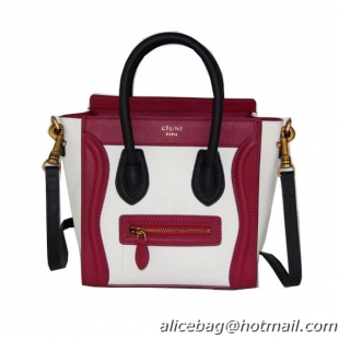 Celine Luggage Nano Bag Original Leather 88023 Maroon&White