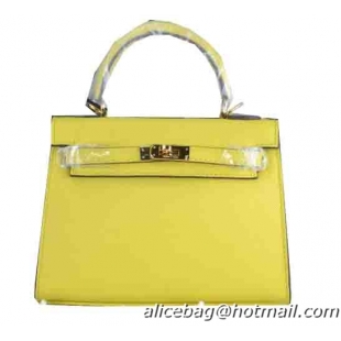 Hermes Kelly 22cm Tote Bag Calfskin Leather Lemon