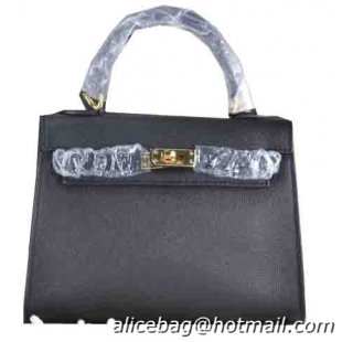 Hermes Kelly 22cm Tote Bag Calfskin Leather Black