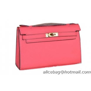 Hermes MINI Kelly 22cm Tote Bag Calfskin Leather Light Red