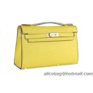 Hermes MINI Kelly 22cm Tote Bag Calfskin Leather Lemon