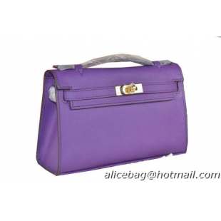 Hermes MINI Kelly 22cm Tote Bag Calfskin Leather Purple