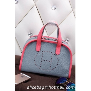 Hermes mini Boston Bag Grainy Leather H26 Blue&Rosy