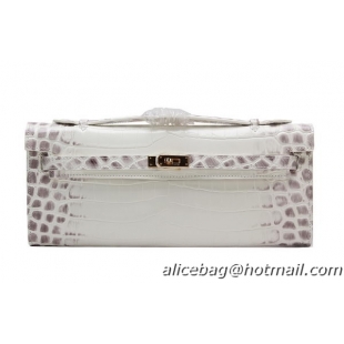 Hermes Kelly Clutch Bag Croco Leather K1002 OffWhite