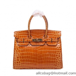 Hermes Birkin 30CM Tote Bags Wheat Iridescent Croco Leather Gold