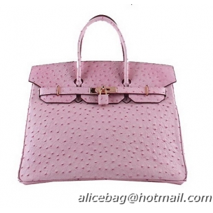 Hermes Birkin 35CM Tote Bags Pink Ostrich Leather H6089 Gold