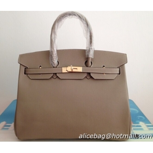 Hermes Birkin 35CM Tote Bag Gray Clemence Leather H6089 Gold