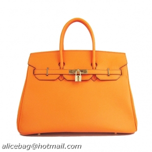 Hermes Birkin 35CM Tote Bag Orange Smooth Leather H6089 Gold